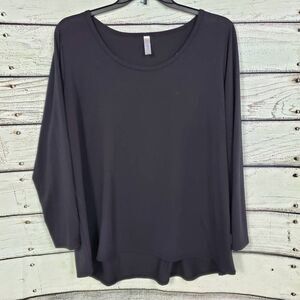 LulaRoo 3XL Black Solid LS Scoop Neck Shirt Top